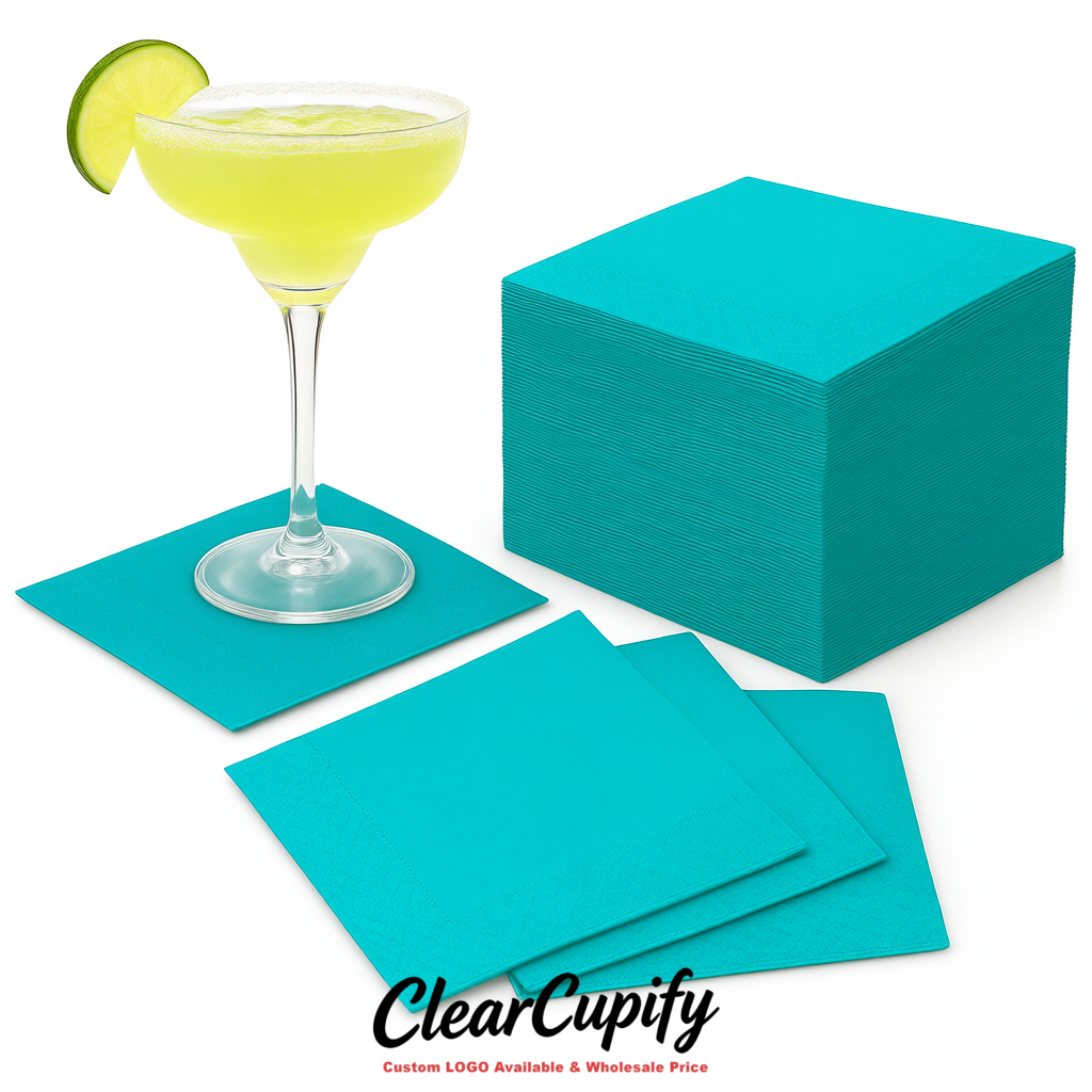 Cyan Napkins Paper 4.5x4.5 Inch Disposable 2-Ply Cocktail Napkins Factory