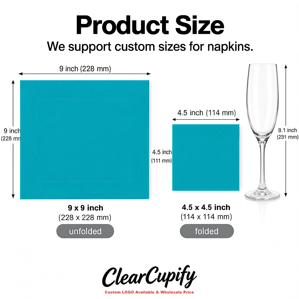 Cyan Napkins Paper 4.5x4.5 Inch Disposable 2-Ply Cocktail Napkins Factory