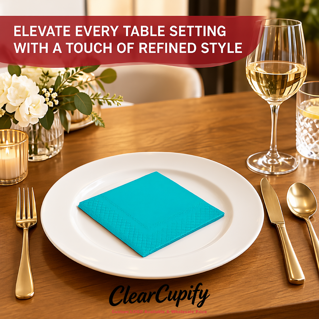 Cyan Napkins Paper 4.5x4.5 Inch Disposable 2-Ply Cocktail Napkins Factory