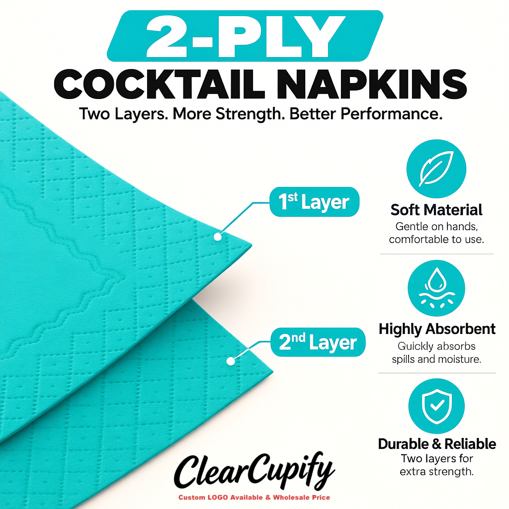 Cyan Napkins Paper 4.5x4.5 Inch Disposable 2-Ply Cocktail Napkins Factory