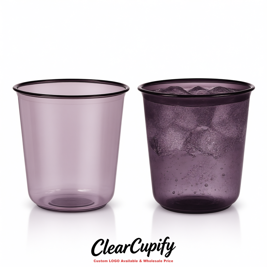 Dark Violet U-shaped Cup with Round Bottom: Stackable & Disposable Plastic Cup