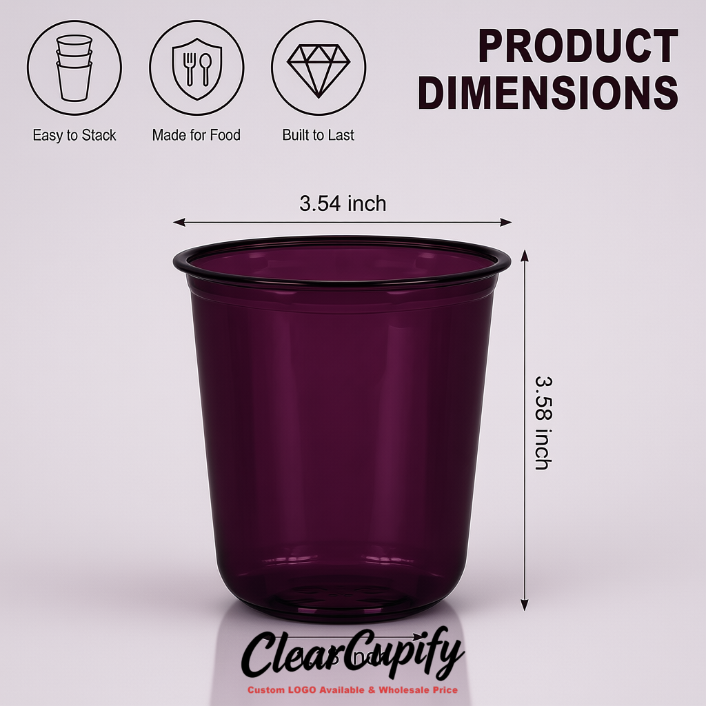 Dark Violet U-shaped Cup with Round Bottom: Stackable & Disposable Plastic Cup
