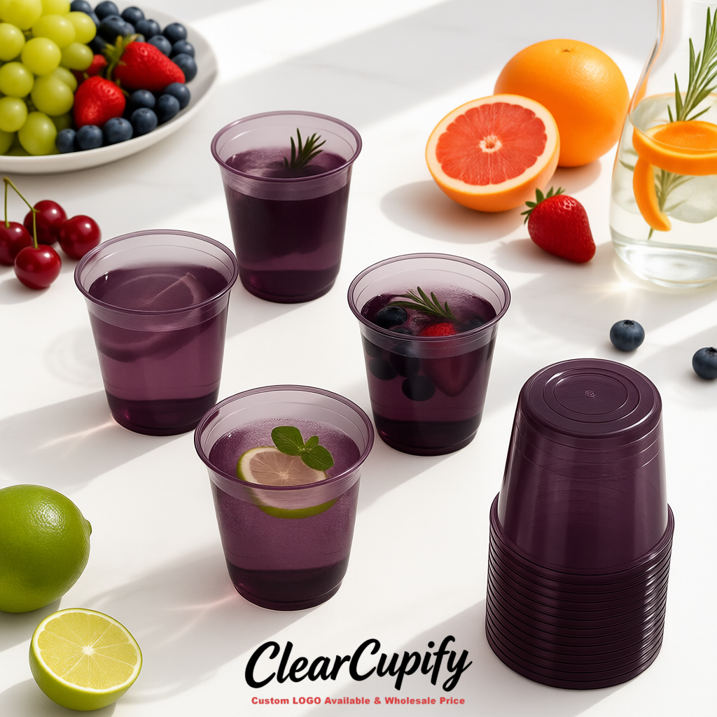 Dark Violet U-shaped Cup with Round Bottom: Stackable & Disposable Plastic Cup
