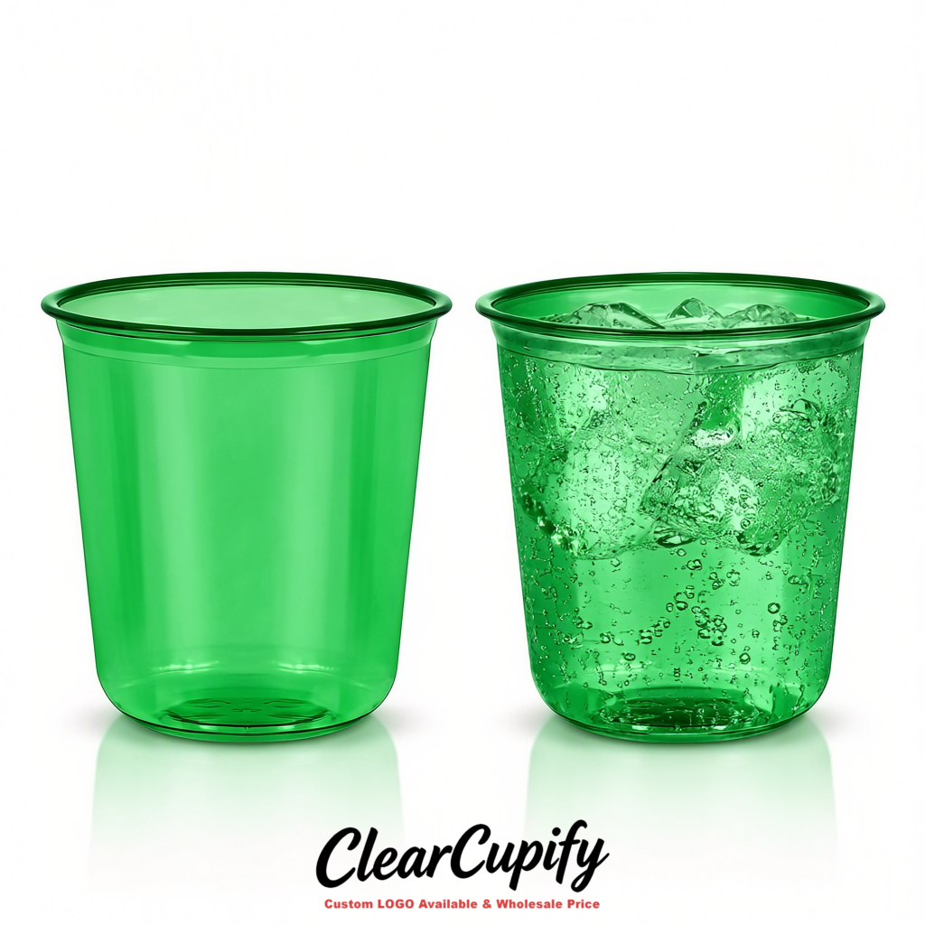 Emerald Green U-shaped Cup with Round Bottom: Stackable & Disposable Plastic Cup