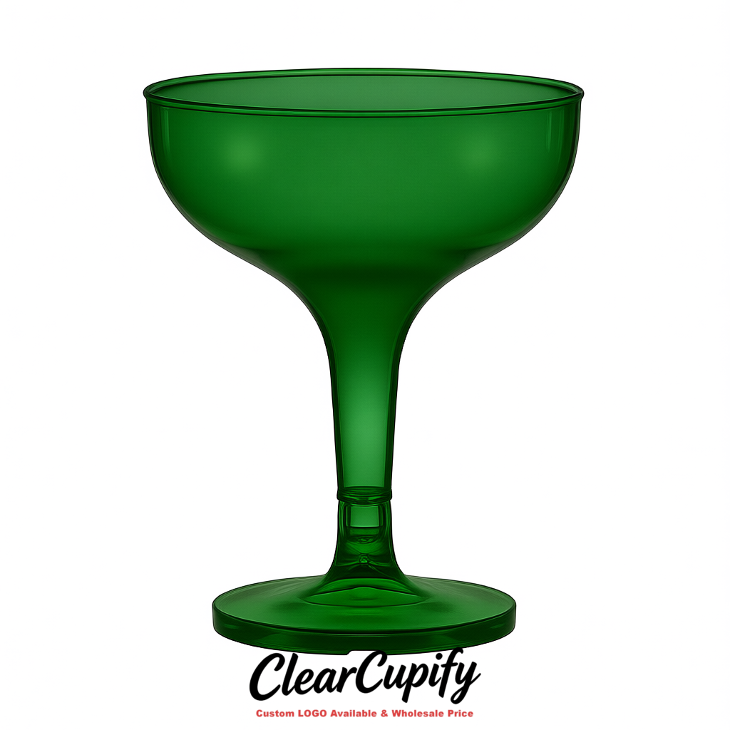 Emerald Green 5oz Stackable Plastic Martini Glasses 4.13x3.14 inches/10.5x8 cm For Champagne Tower