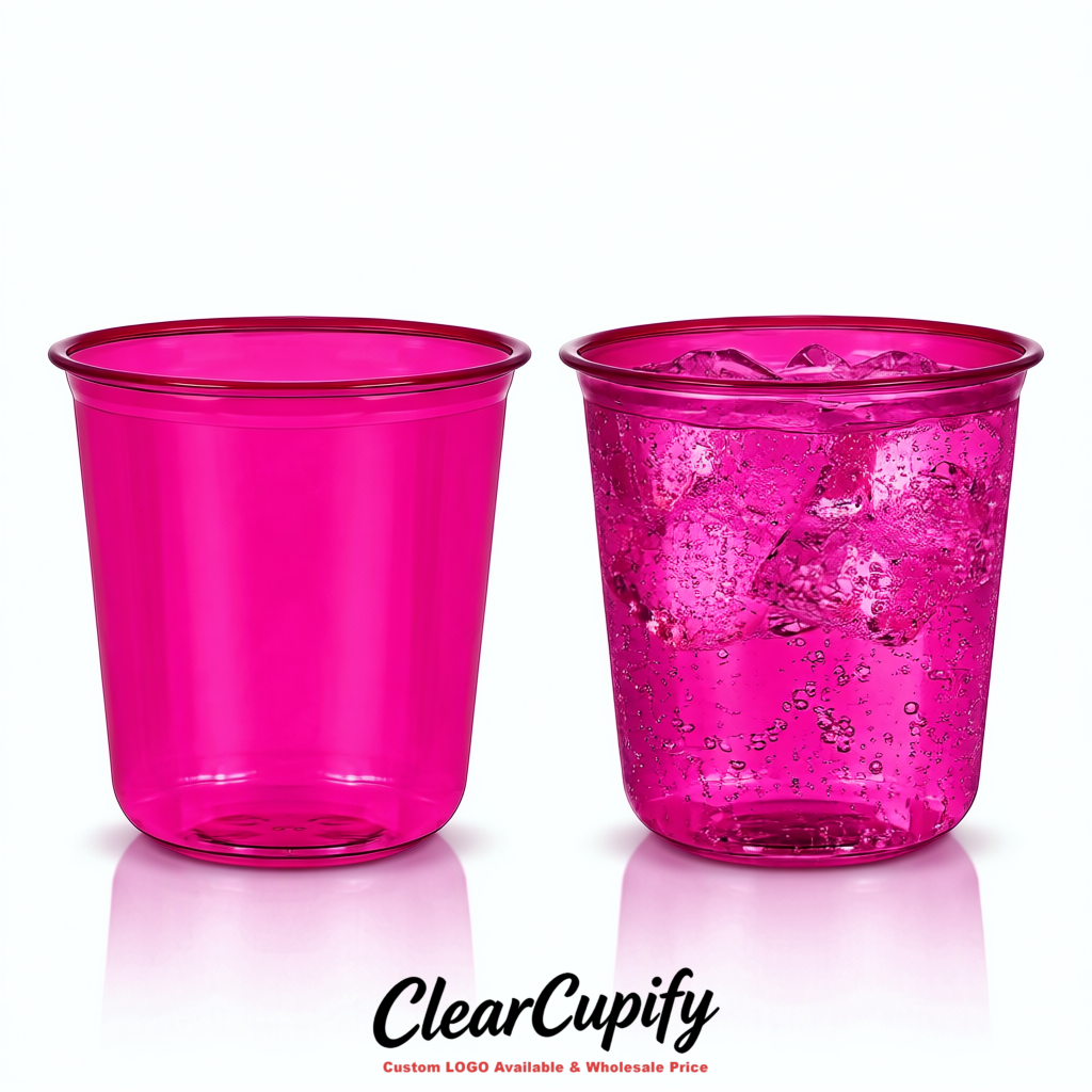 Fuchsia U-shaped Cup with Round Bottom: Stackable & Disposable Plastic Cup