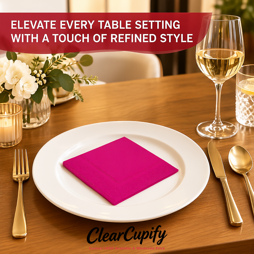 Fuchsia Napkins Paper 4.5x4.5 Inch Disposable 2-Ply Cocktail Napkins Factory