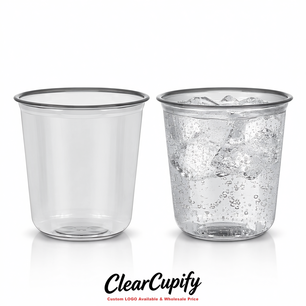 Gray U-shaped Cup with Round Bottom: Stackable & Disposable Plastic Cup