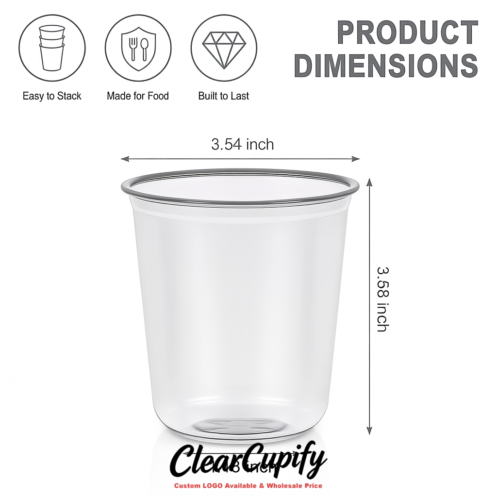 Gray U-shaped Cup with Round Bottom: Stackable & Disposable Plastic Cup