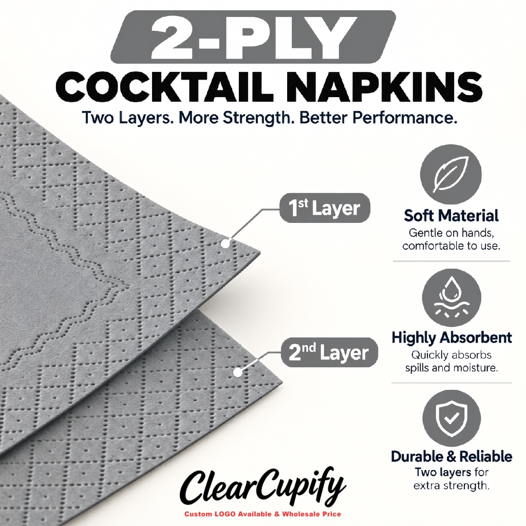 Gray Napkins Paper 4.5x4.5 Inch Disposable 2-Ply Cocktail Napkins Factory