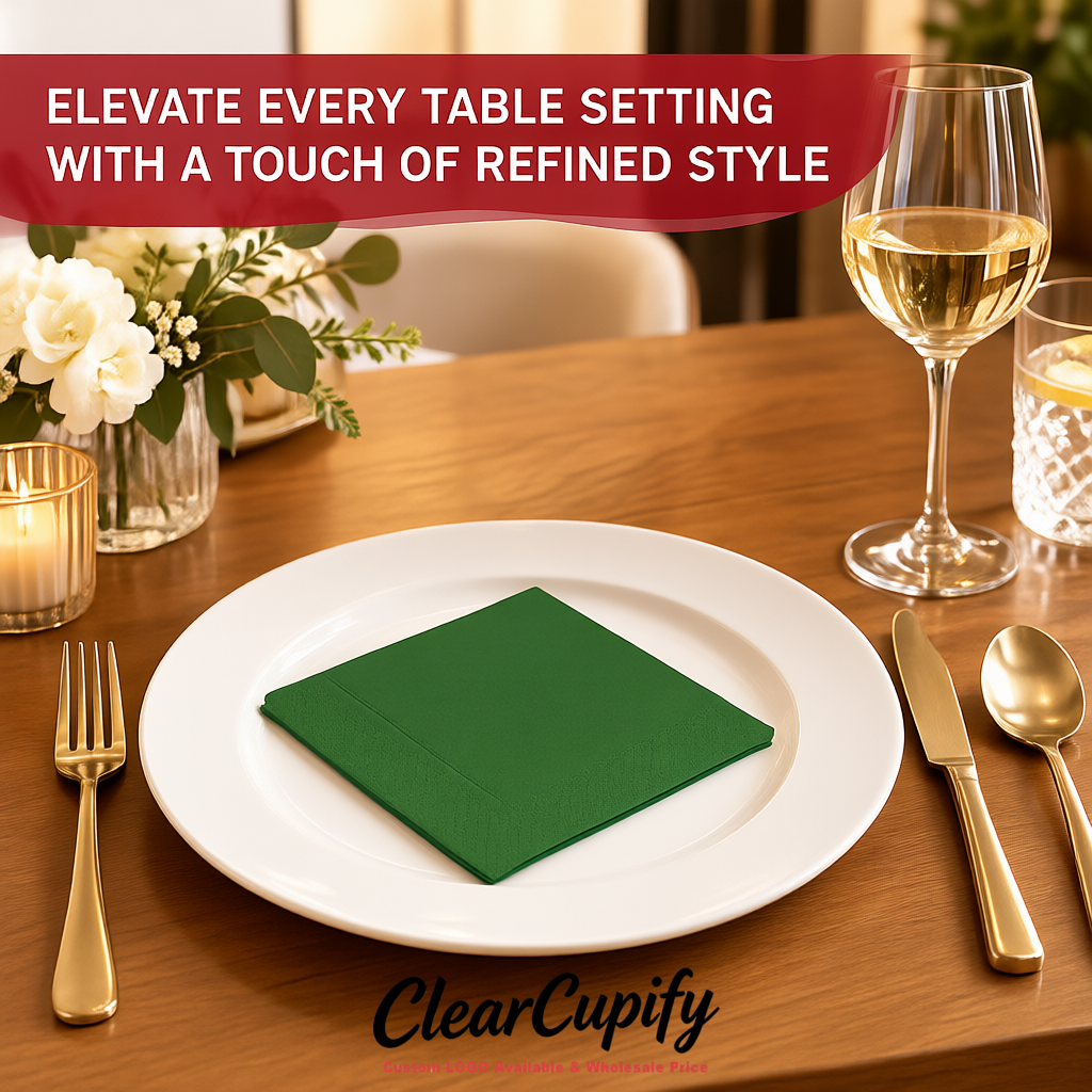 Green Napkins Paper 4.5x4.5 Inch Disposable 2-Ply Cocktail Napkins Factory