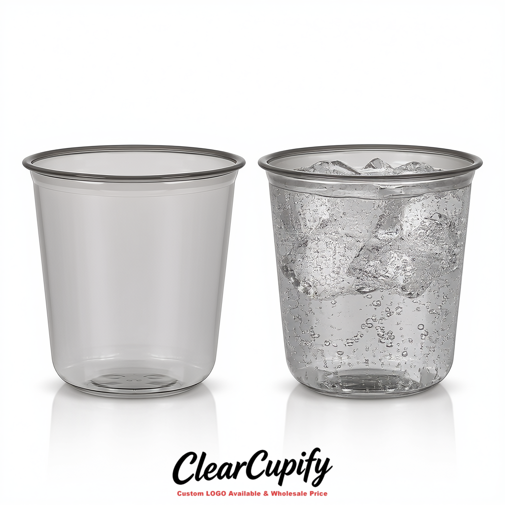 Greige U-shaped Cup with Round Bottom: Stackable & Disposable Plastic Cup