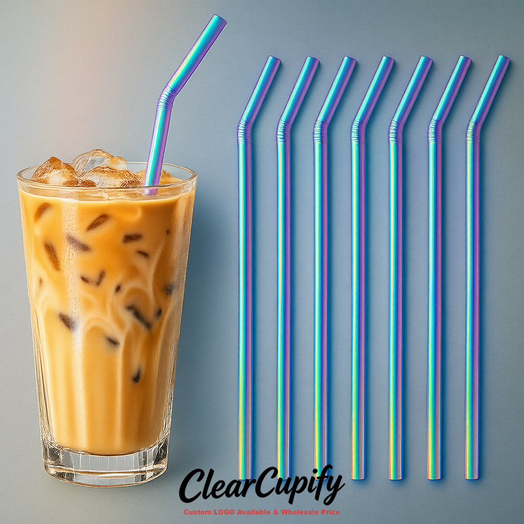 Holographic Plastic Straws 8.26 x 0.2 inch Flexible Bendy Disposable Drinking Straws Supplier