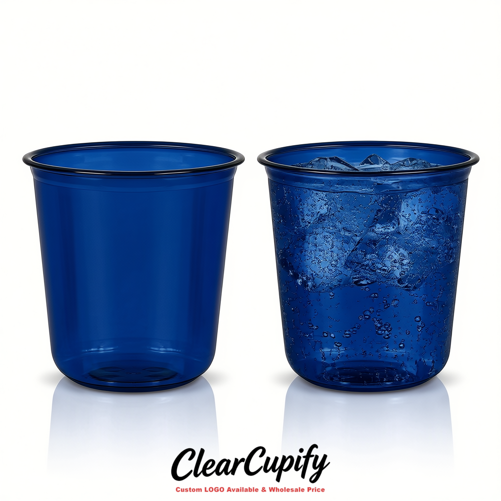Indigo U-shaped Cup with Round Bottom: Stackable & Disposable Plastic Cup