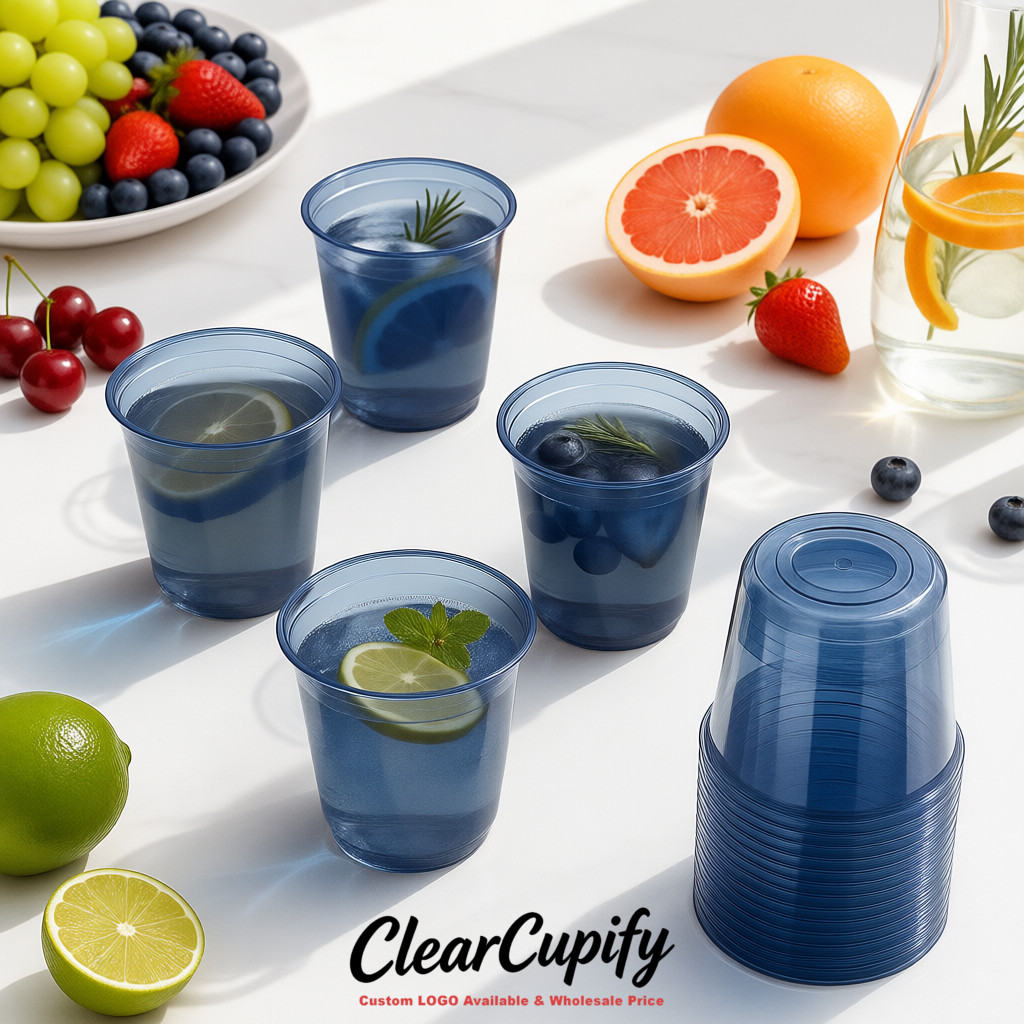 Indigo U-shaped Cup with Round Bottom: Stackable & Disposable Plastic Cup