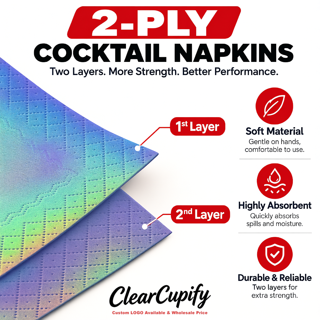 Iridescent Napkins Paper 4.5x4.5 Inch Disposable 2-Ply Cocktail Napkins Factory