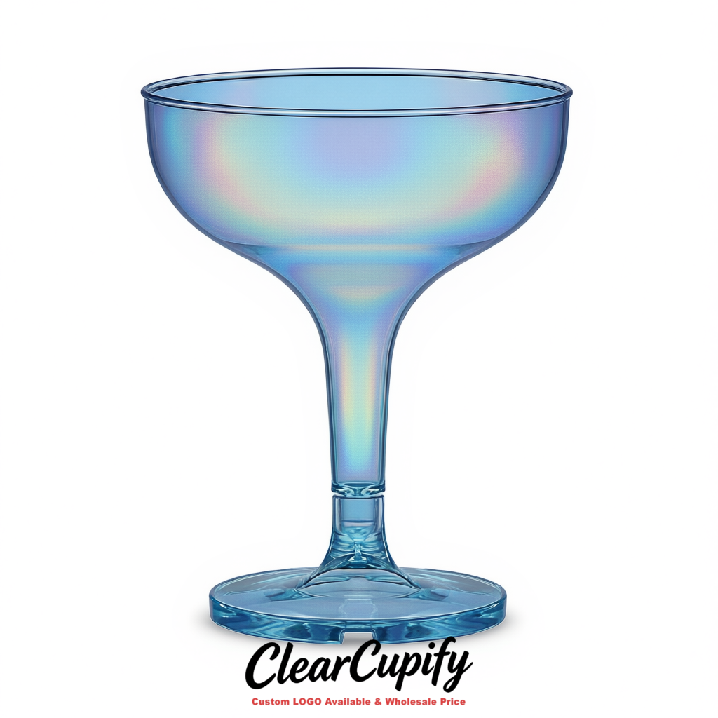 Iridescent 5oz Stackable Plastic Martini Glasses 4.13x3.14 inches/10.5x8 cm For Champagne Tower
