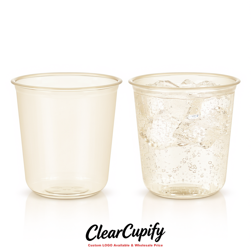 Ivory U-shaped Cup with Round Bottom: Stackable & Disposable Plastic Cup