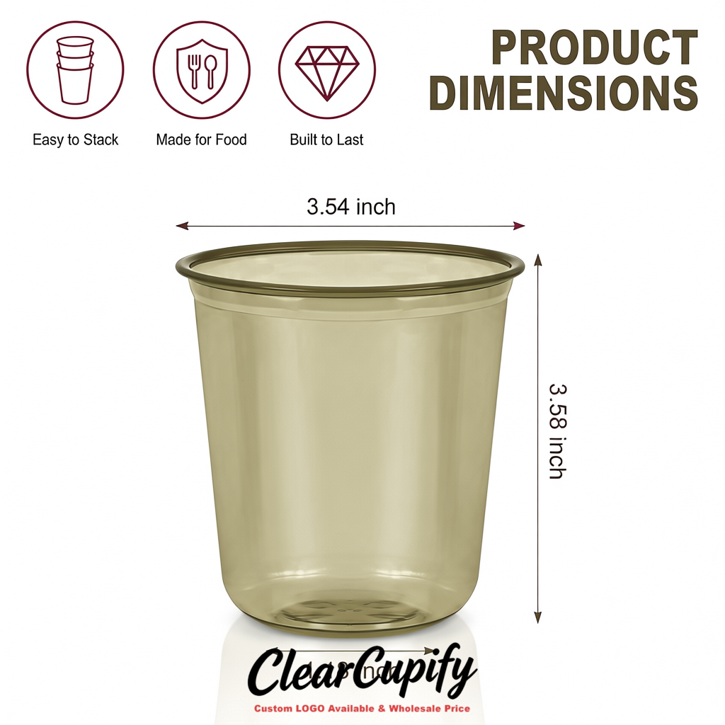 Khaki U-shaped Cup with Round Bottom: Stackable & Disposable Plastic Cup
