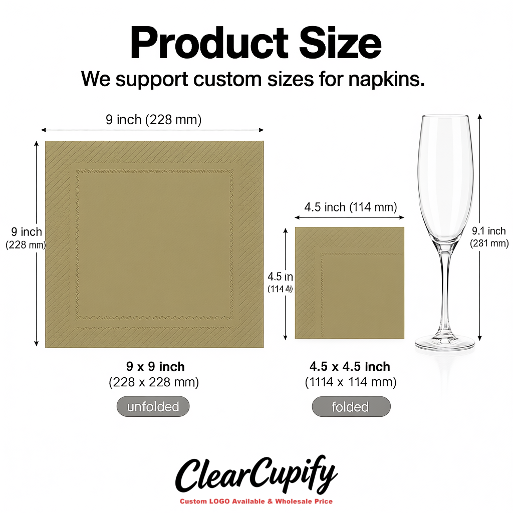 Khaki Napkins Paper 4.5x4.5 Inch Disposable 2-Ply Cocktail Napkins Factory