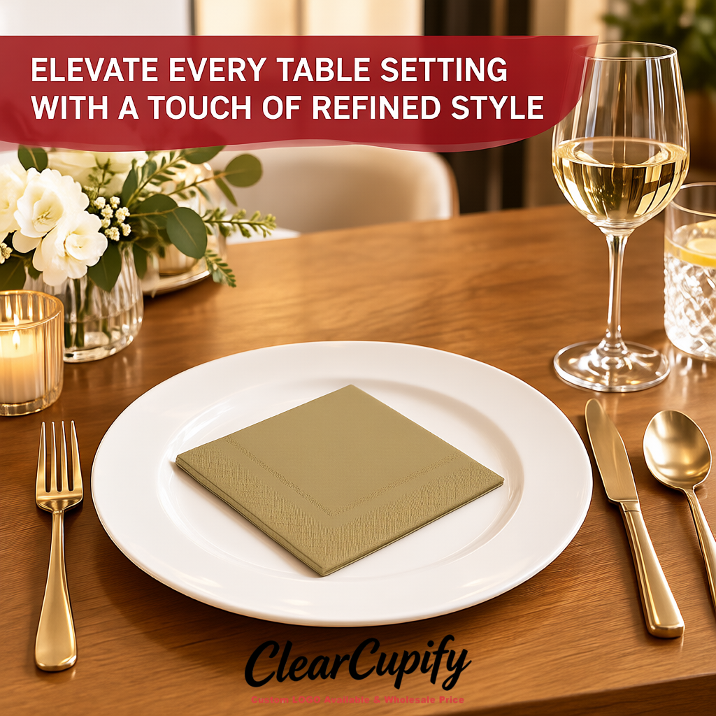Khaki Napkins Paper 4.5x4.5 Inch Disposable 2-Ply Cocktail Napkins Factory