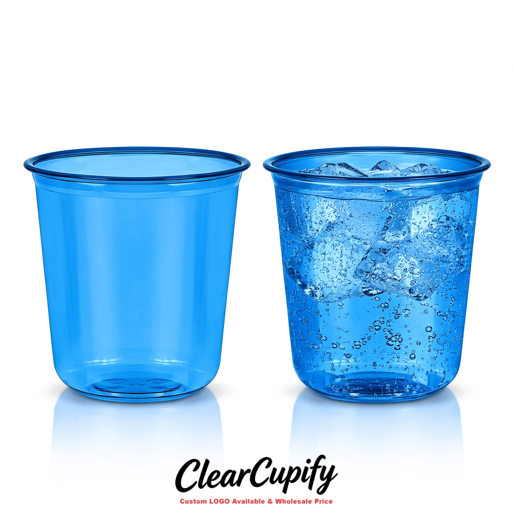 Klein Blue U-shaped Cup with Round Bottom: Stackable & Disposable Plastic Cup