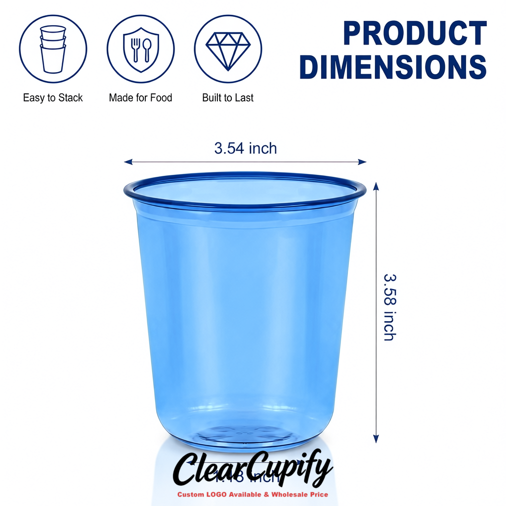 Klein Blue U-shaped Cup with Round Bottom: Stackable & Disposable Plastic Cup