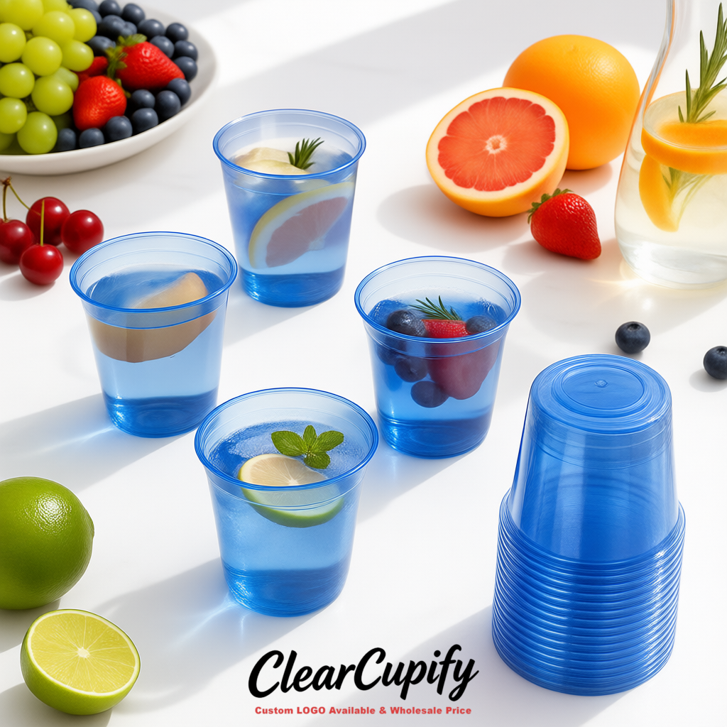 Klein Blue U-shaped Cup with Round Bottom: Stackable & Disposable Plastic Cup