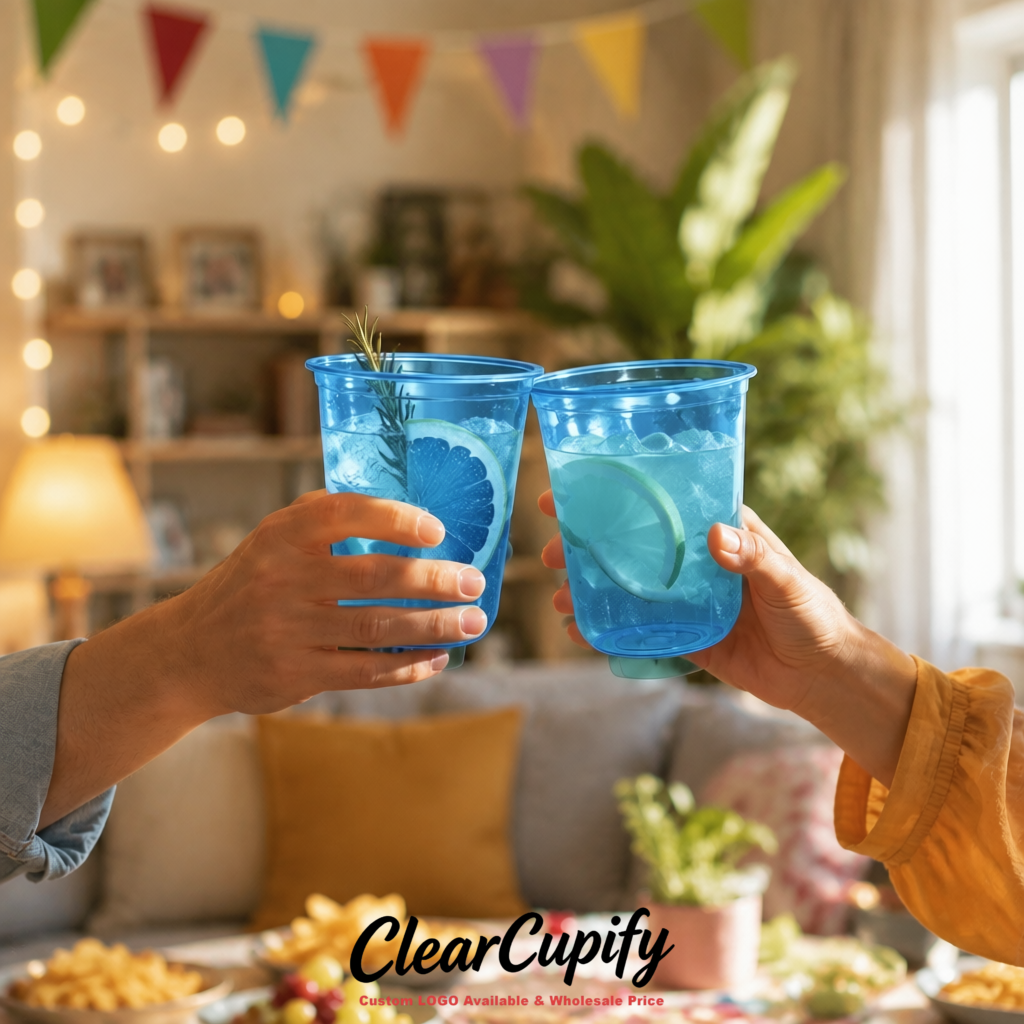 Klein Blue U-shaped Cup with Round Bottom: Stackable & Disposable Plastic Cup
