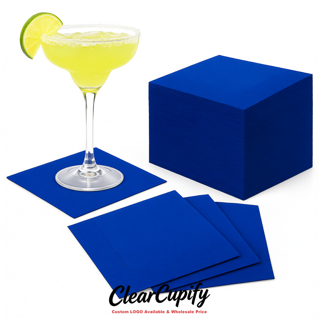 Klein Blue Napkins Paper 4.5x4.5 Inch Disposable 2-Ply Cocktail Napkins Factory