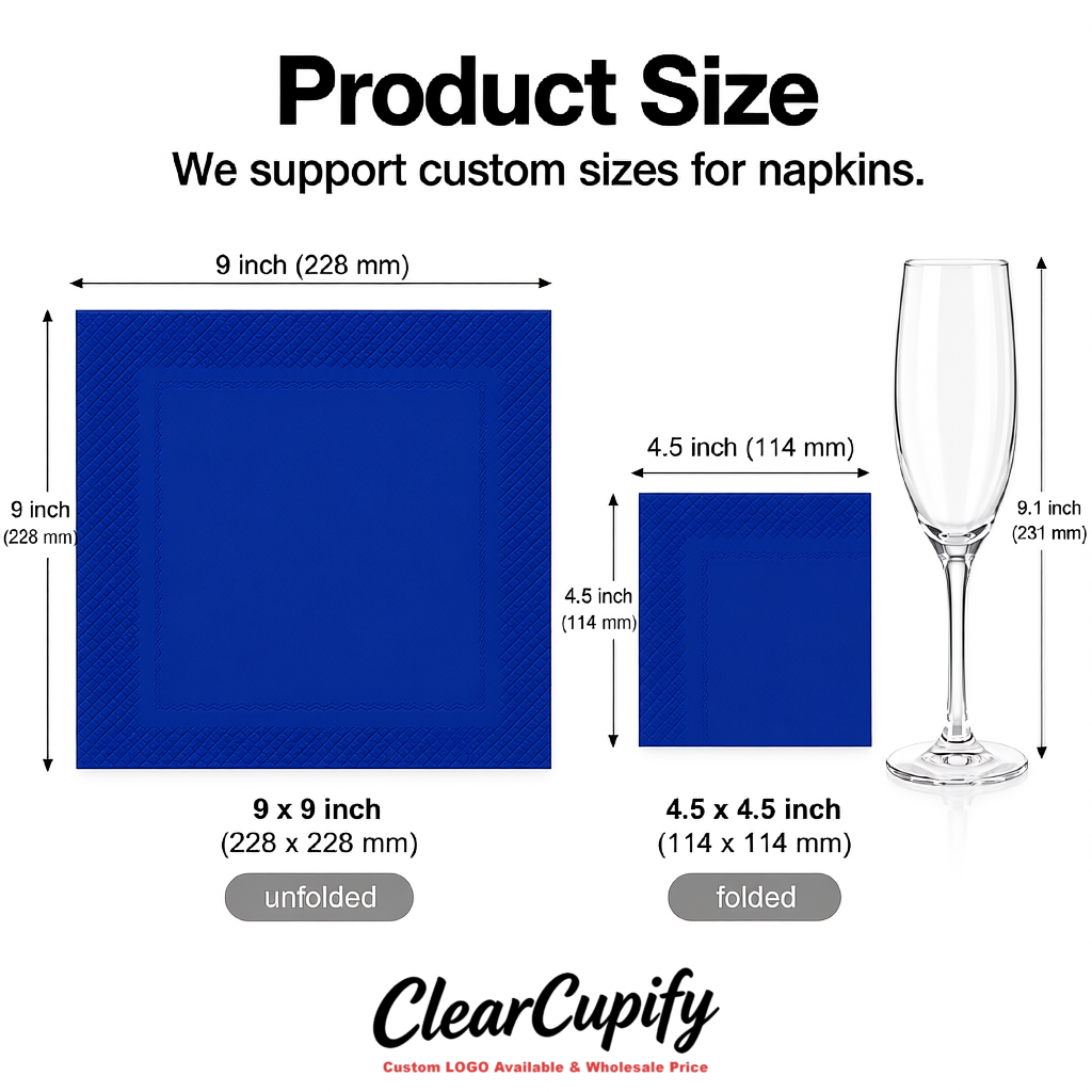 Klein Blue Napkins Paper 4.5x4.5 Inch Disposable 2-Ply Cocktail Napkins Factory