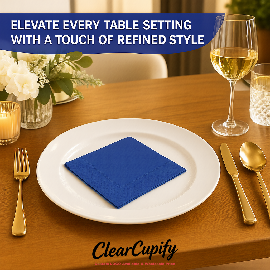 Klein Blue Napkins Paper 4.5x4.5 Inch Disposable 2-Ply Cocktail Napkins Factory
