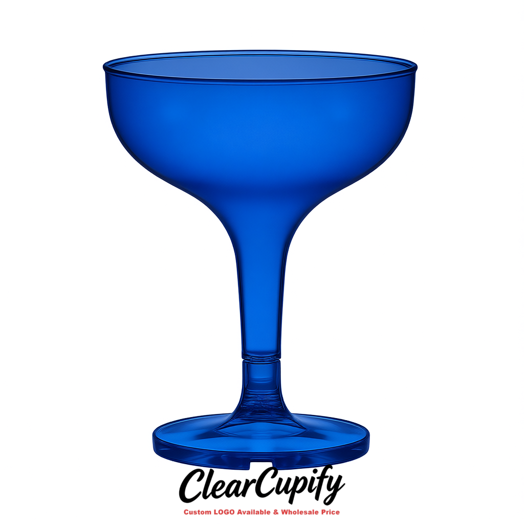 Klein Blue 5oz Stackable Plastic Martini Glasses 4.13x3.14 inches/10.5x8 cm For Champagne Tower