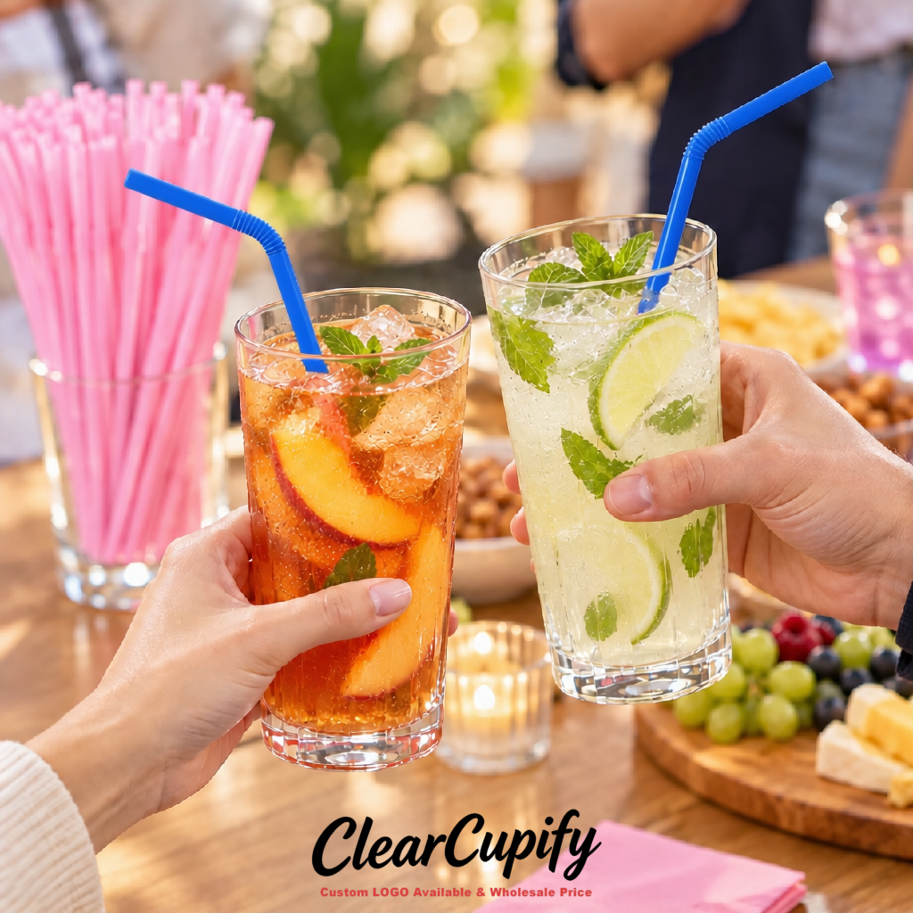 Klein Blue Plastic Straws 8.26 x 0.2 inch Flexible Bendy Disposable Drinking Straws Supplier