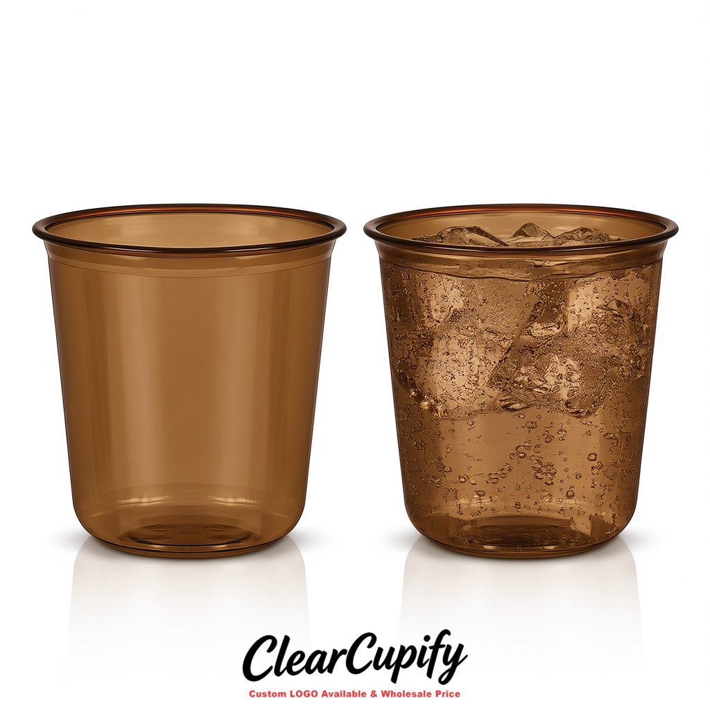 Kraft Brown U-shaped Cup with Round Bottom: Stackable & Disposable Plastic Cup