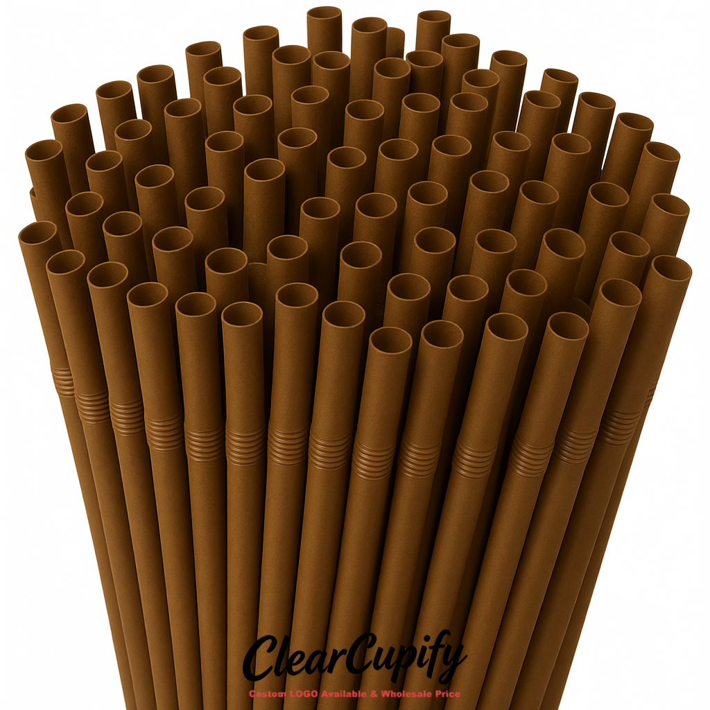 Kraft Brown Plastic Straws 8.26 x 0.2 inch Flexible Bendy Disposable Drinking Straws Supplier Kraft Brown Plastic Straws 8.26 x 0.2 inch Flexible Bendy Disposable Drinking Straws Supplier