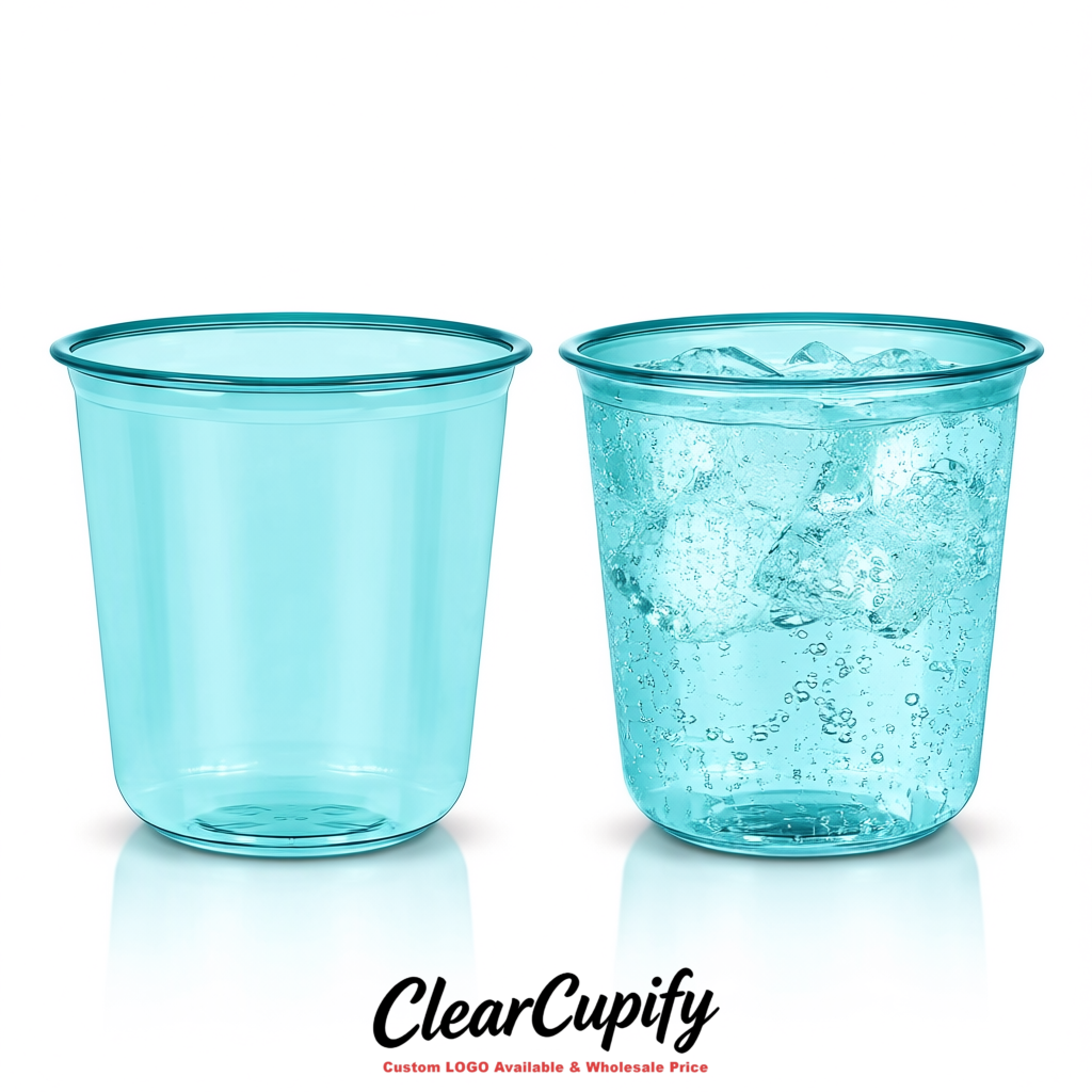 Lake Blue U-shaped Cup with Round Bottom: Stackable & Disposable Plastic Cup