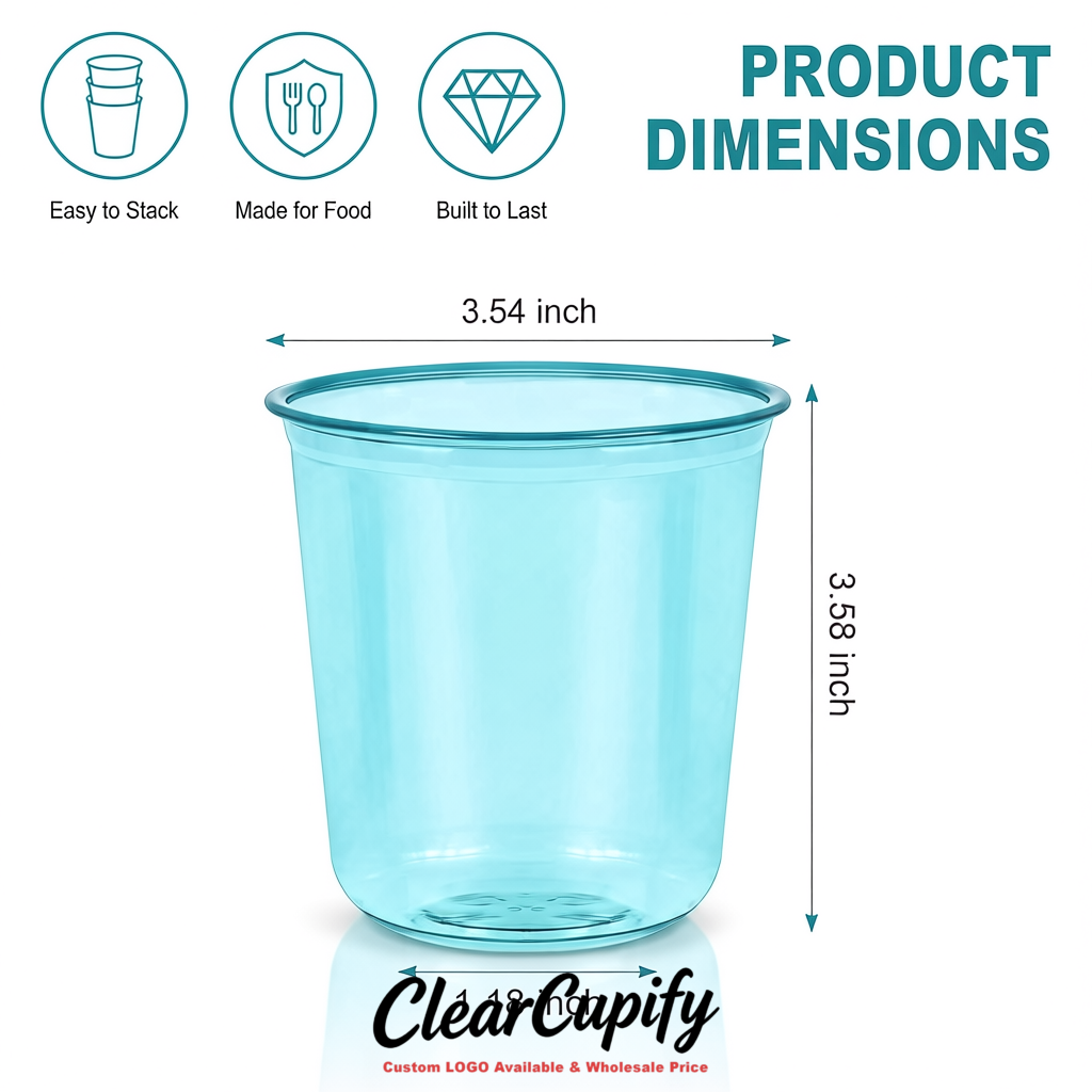 Lake Blue U-shaped Cup with Round Bottom: Stackable & Disposable Plastic Cup