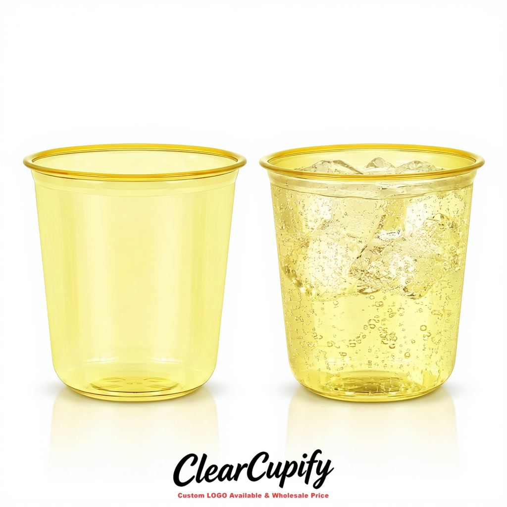 Lemon Yellow U-shaped Cup with Round Bottom: Stackable & Disposable Plastic Cup
