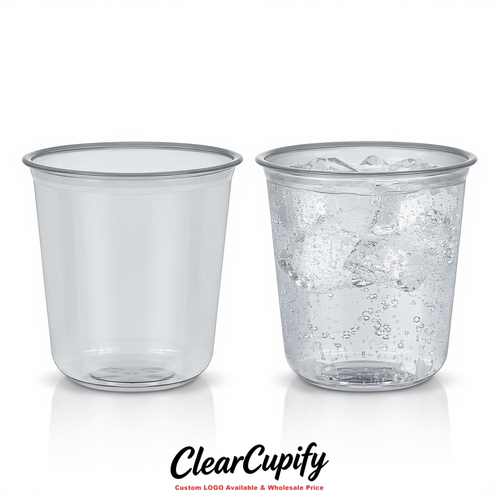 Light Slate Gray U-shaped Cup with Round Bottom: Stackable & Disposable Plastic Cup
