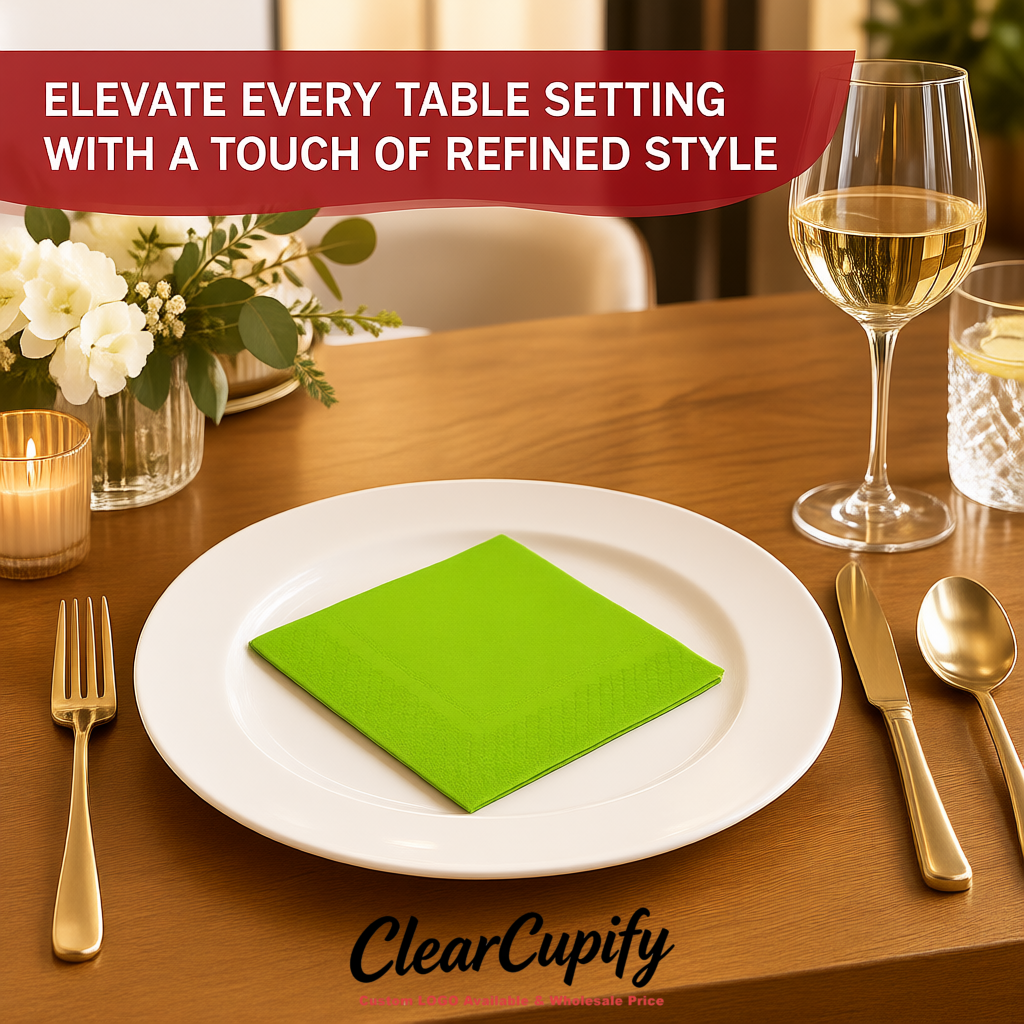 Lime Green Napkins Paper 4.5x4.5 Inch Disposable 2-Ply Cocktail Napkins Factory