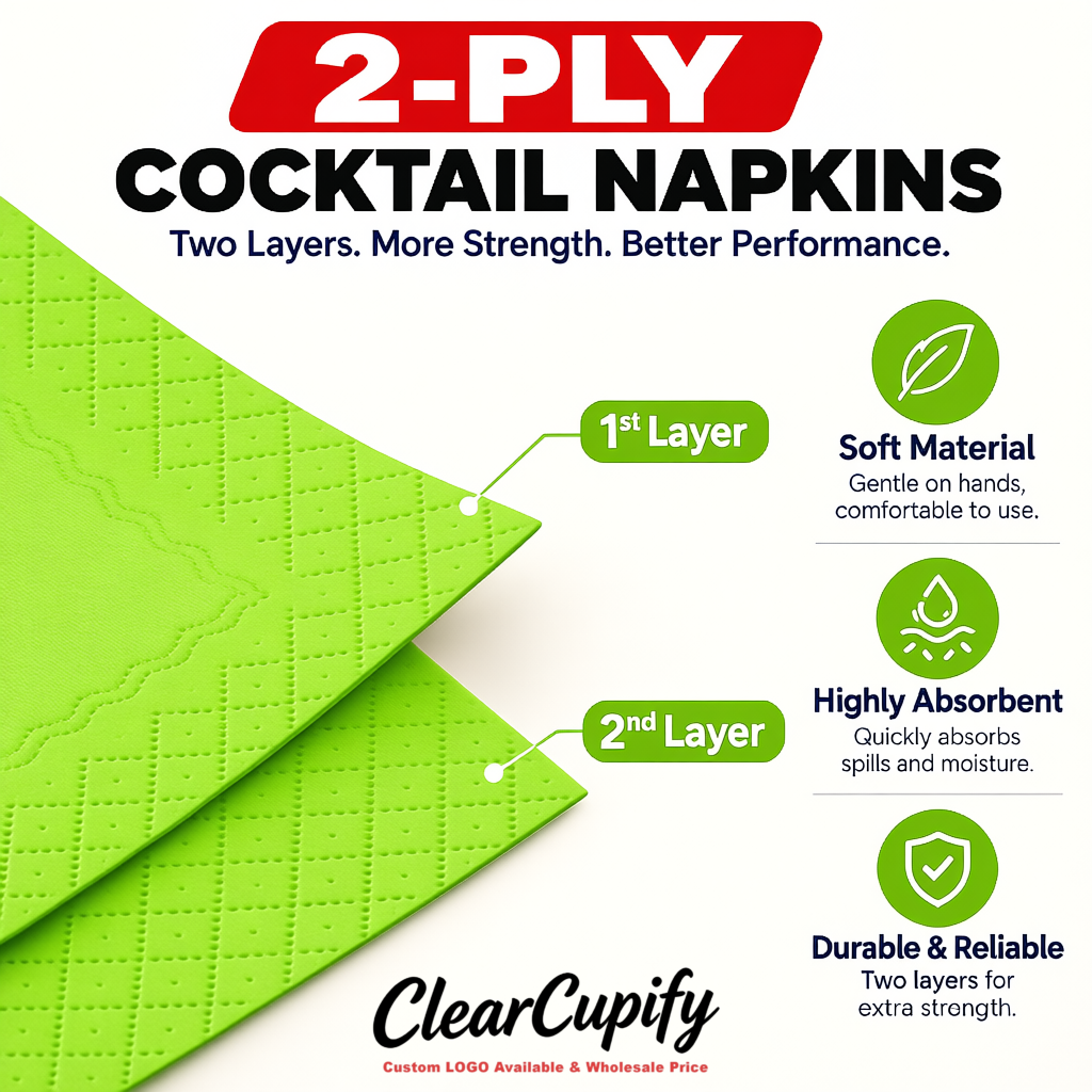 Lime Green Napkins Paper 4.5x4.5 Inch Disposable 2-Ply Cocktail Napkins Factory