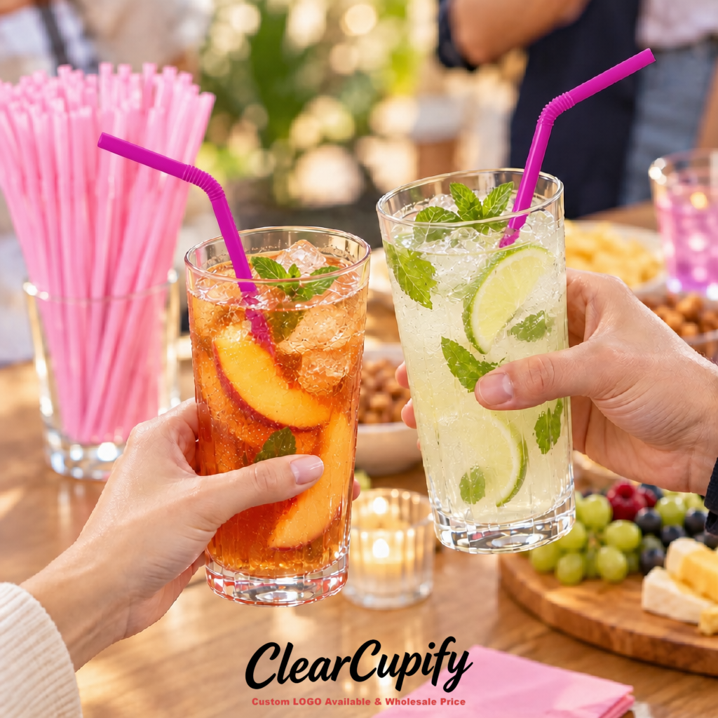 Magenta Plastic Straws 8.26 x 0.2 inch Flexible Bendy Disposable Drinking Straws Supplier Magenta Plastic Straws 8.26 x 0.2 inch Flexible Bendy Disposable Drinking Straws Supplier