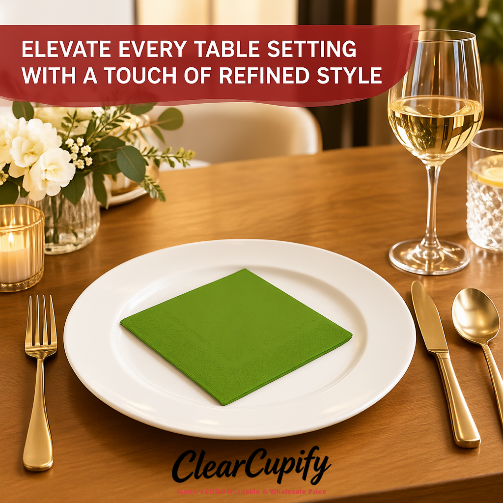 Matcha Green Napkins Paper 4.5x4.5 Inch Disposable 2-Ply Cocktail Napkins Factory
