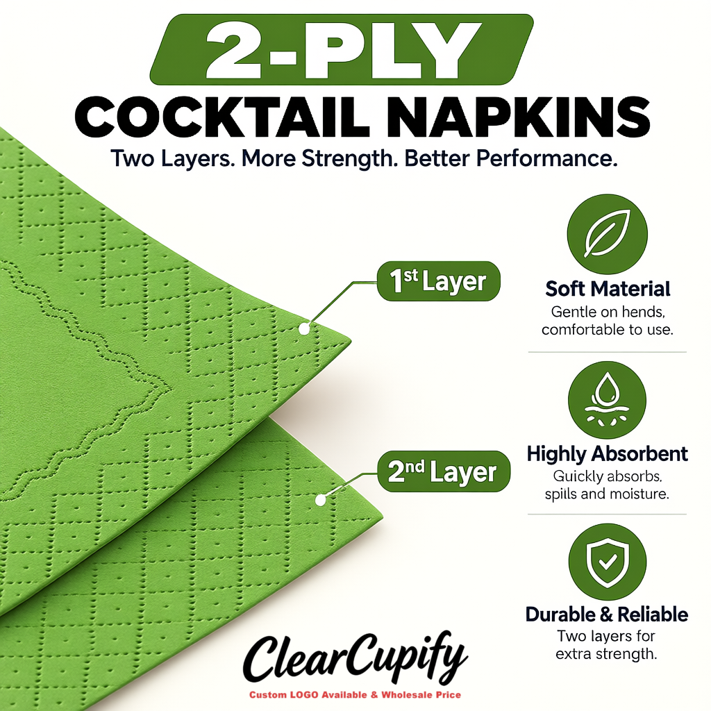 Matcha Green Napkins Paper 4.5x4.5 Inch Disposable 2-Ply Cocktail Napkins Factory