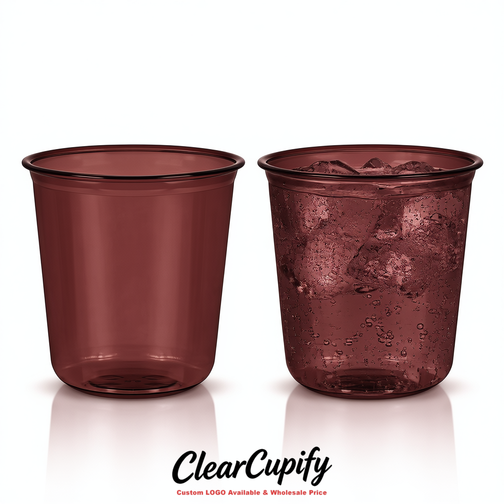 Matte Red U-shaped Cup with Round Bottom: Stackable & Disposable Plastic Cup