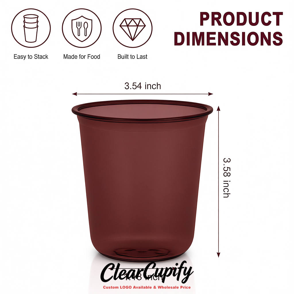 Matte Red U-shaped Cup with Round Bottom: Stackable & Disposable Plastic Cup