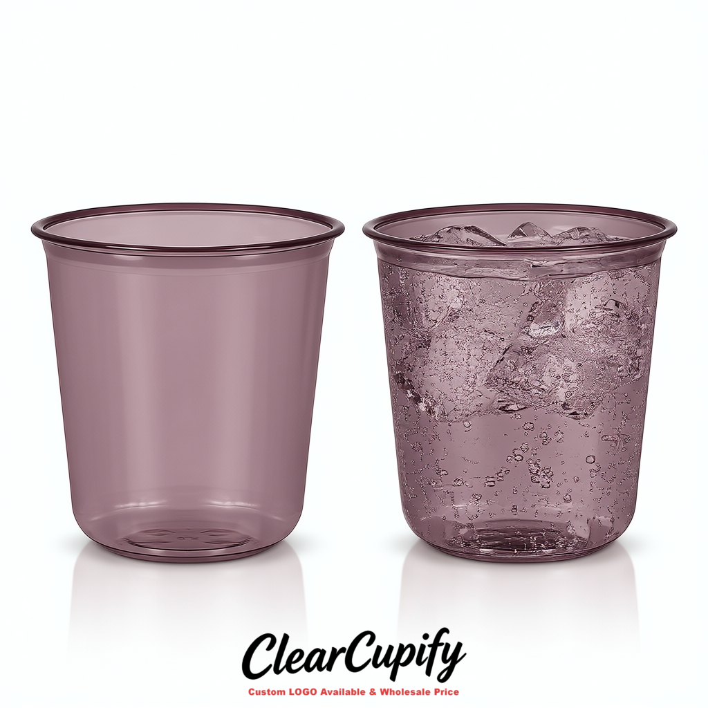 Mauve U-shaped Cup with Round Bottom: Stackable & Disposable Plastic Cup