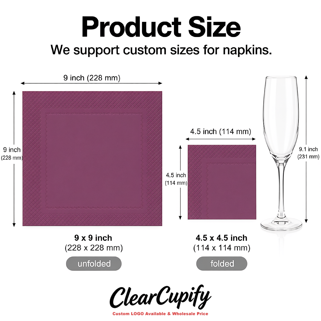 Mauve Napkins Paper 4.5x4.5 Inch Disposable 2-Ply Cocktail Napkins Factory