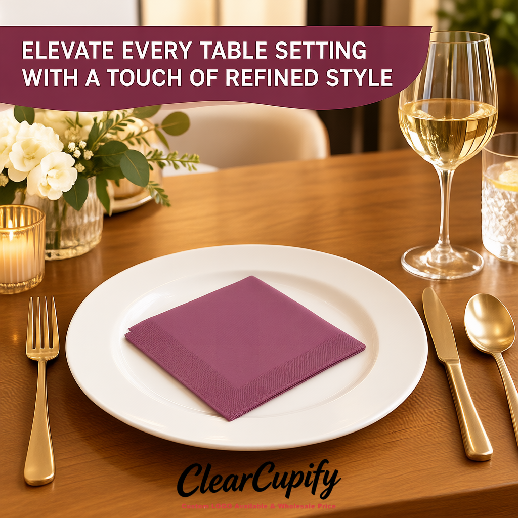 Mauve Napkins Paper 4.5x4.5 Inch Disposable 2-Ply Cocktail Napkins Factory